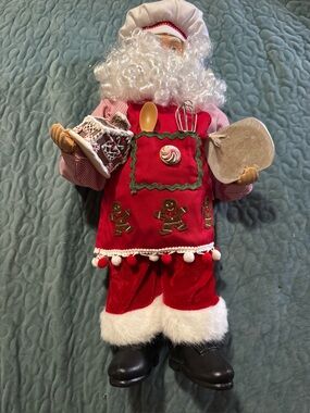 Unbranded Red Santa Chef Holiday Figure with Gingerbread Apron